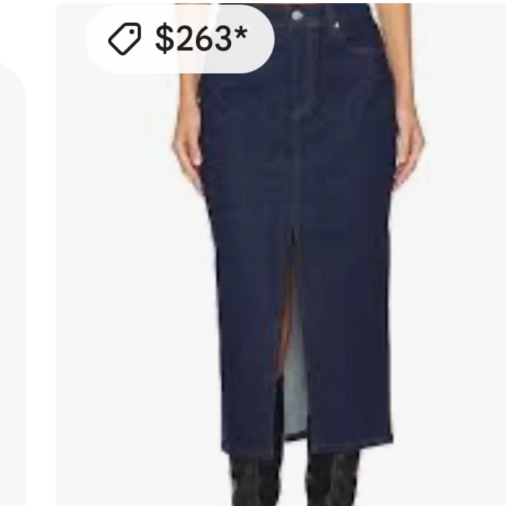 NWT Revolve PAIGE skirt Dark Blue long  Denim Button & zip Detail deep split 30